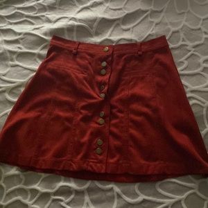 Scarlet suede skirt